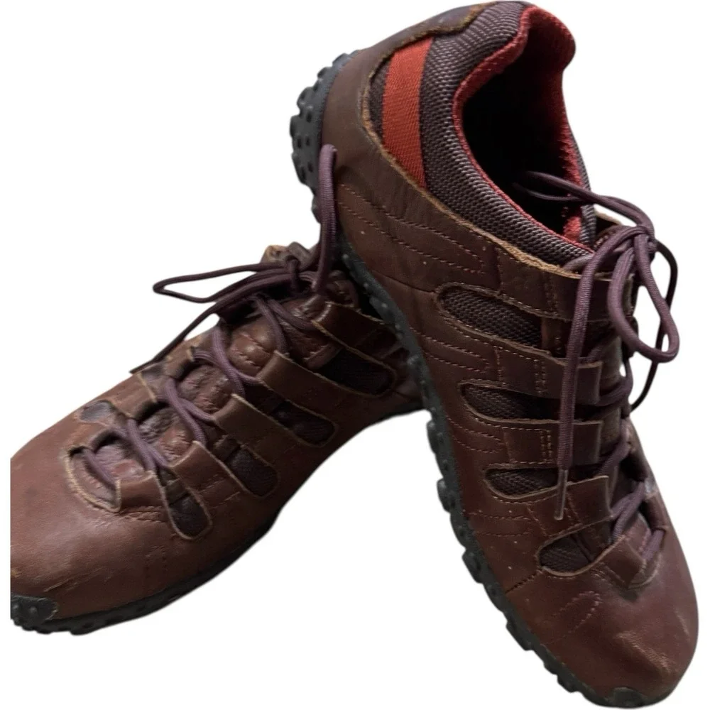 Tsubo Women's Merid Sneaker Leather Brandy Textile Lace Up Athletic Size 8 Shoes